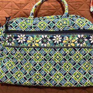 Vera Bradley retired Daisy Daisy vibrant Blue and lime Green Floral Travel Bag